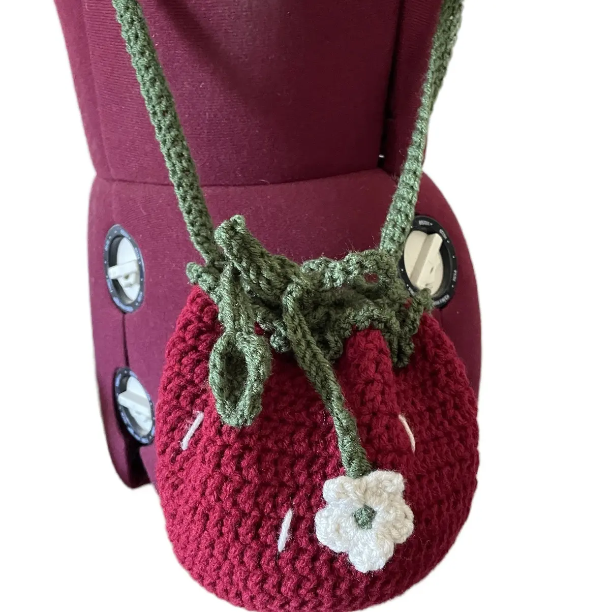 Crochet Strawberry Crossbody Bag