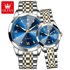 OLEVS Swiss certified couple watches, a pair of high-end diamond-set fashion simple business men and women new waterproof luminous gift
