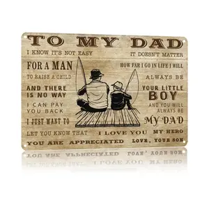 To My Dad From Son Aluminum Metal Sign 8x12 Inch - Father's Day Gift for Fishing Dad Dad & Son Heartfelt Wall Decor with Pre-Drilled Holes