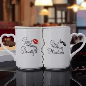 Kissing Ceramic Mug Set, 2pcs Creative Couples Mugs, Coffee Cups, Perfect for Coffee Lovers, Ideal for Anniversaries & Weddings, Unique Design 360ML/12.1oz