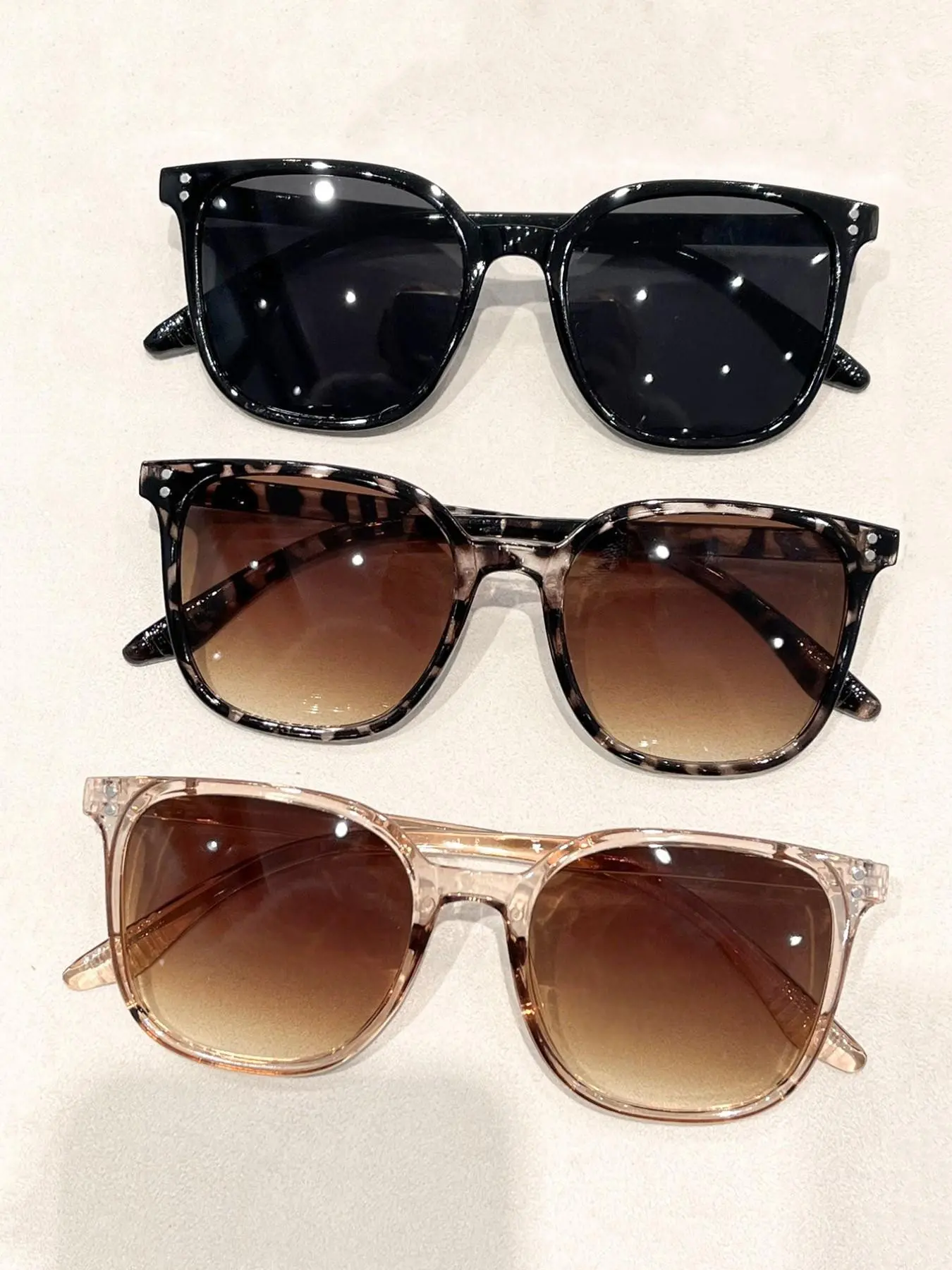 3-Piece Classic Vintage Women's Lightweight Durable Leopard Pattern Sunglasses Set, Perfect for Driving, Shopping, Parties, Stylish UV Protection, Sun Protective Eyewear, Sun Protective Sunglasses, Summer Sunglasses