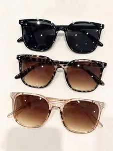 3-Piece Rectangular Classic Vintage Women's Set, Perfect for Driving, Shopping, Parties, Stylish UV Protection, Lightweight Durable Sunglasses
