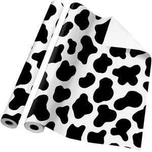 Wrapping Paper Roll Bulletin Board Borders Paper Fade Resistant Decorative(24 Inch X 100ft,Cow )