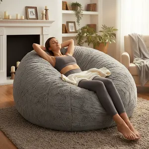 5FT Gaint Bean bag Lazy sofa with filler Bean bag Chair ShipFree High-Rebound Memory Foam Furniture Flannel CoverRemovable