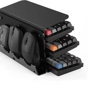 Transparent 3-layer Acrylic Keyboard Display Rack, Desktop Tray, Raised Tilt Bracket, Mouse Storage Shelf, Computer Stand