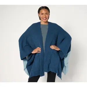 Sprigs Knit Cape Wrap With Pockets