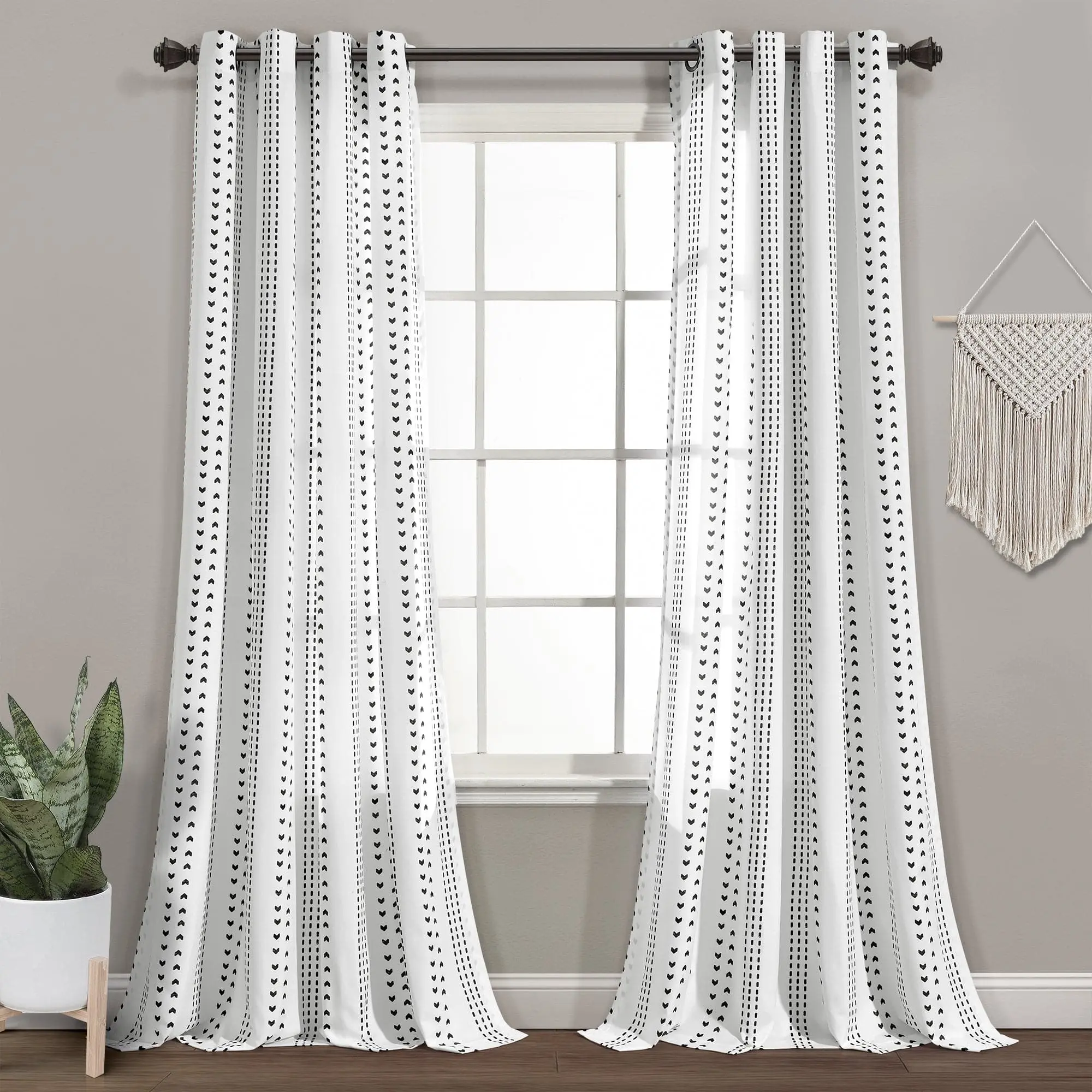 Lush Decor Hygge Stripe Home Decorative Curtain Panel Set - Striped, Soft Cozy, Scandinavian Style, 52" Wide, 63"-108" Length, Sun-Shading Household Textile Curtain Accessory, Vertical Stripes