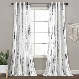 Lush Decor Hygge Stripe Window Curtain Panel Set - Stripes, Soft Cozy Design, 52" Wide, 63"-108" Length, Scandinavian Style, Perfect for Hygge Atmosphere - Sun Shade Film