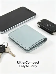 Foldable Snap Wallet, Driver's License Card Holder, Soft Leather Thin Cash Pocket, Unisex Design, Ideal for Men and Women