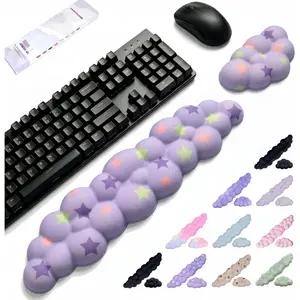 Cloud Wrist Rest Set for Keyboard and , Includes Cute Coaster, with Computers and Laptops (Light  Colorful  Set)