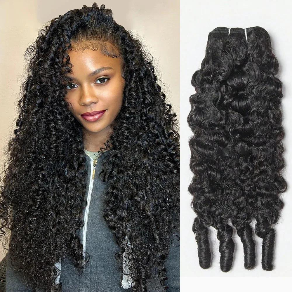 Bling Hair Burmese Curly Miracle Knots Crochet Human Hair Kinky Curly Raw Hair Weave Bundles Double Drawn Vietnamese Hair Extension For Black Women