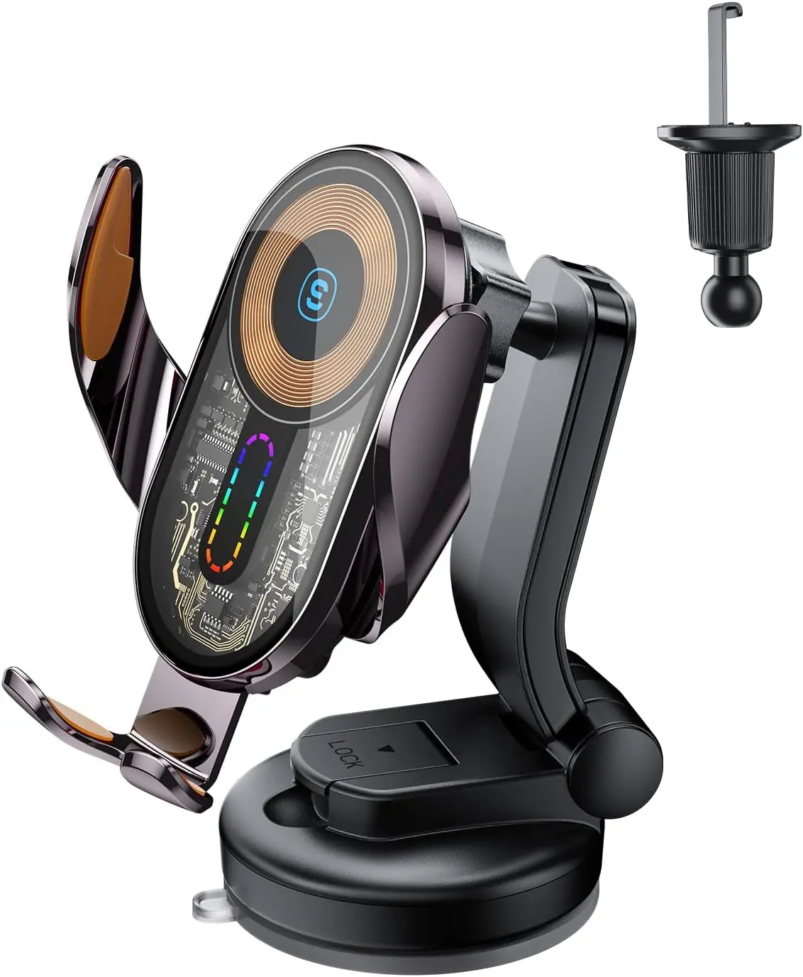 Wireless Car Charger Mount,15W Fast Charging Auto Clamping Car Phone Holder Charger for iPhone 15 14 13 12 Pro Max 11 XS, Samsung Galaxy S24 Ultra S23 S22 S21