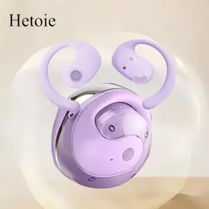 Hetoie Ear Hook Design Wireless Earphone with Microphone, Bluetooth-compatible Earbuds, Touch Control, Low Latency, Sports & Gaming, Wireless Chargeable Headphones