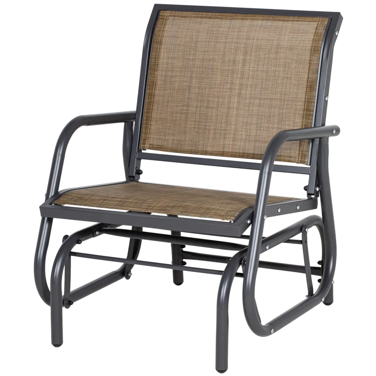 212 Main 84A-148V00LN Outsunny Outdoor Glider Chair, Steel Swing Chai with Curved Armrests - Brown