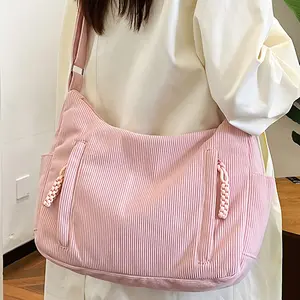 Women'S Corduroy Crossbody Bag - Adjustable Strap, Multiple Compartments, Zipper Closure, Lightweight & Spacious Tote for Work, Shopping, and Everyday Use -  Chic Crossbody |   Large Capacity Purse, Highquality Purse, Women'S Purse