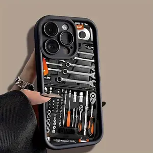 Toolbox Pattern Trendy Hot Selling Male and Female Matte Texture Sky Eye Stair Groove Mobile Phone Case Comfortable Grip for iPhone 17 E Air Pro ProMax iPhone16 15 14 Plus 13 12 Mini 11 X XS XR