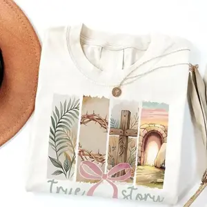 True Story He Is Risen Shirt, Retro Christian Easter Tee, Coquette Bow Floral Spring Tshirt, Brushstroke Tee, Happy Easter Shirt