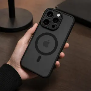 Luxury Magnetic Wireless Charging Phone Case for iPhone 17 16 15 14 13 12 11 Pro Max plus Matte Translucent Hard PC Armor Shockproof Camera Lens Protection