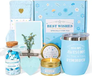 Teacher Appreciation Mother's Day Gift Birthday Gifts for Women,Unique Blue Gifts Basket Ideas for Women Gifts Box for Her Self Care Relaxing Spa Gift Set Birthday Presents Female Friendship Gifts for Best Friend Bestie Girlfriend