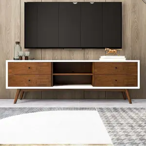[SOIYELIFE] Caroline Walnut White TV Stand Up To 72" for Living Room Decor On-Site  Fine furniture mid  century  modern  furniture modern tv console