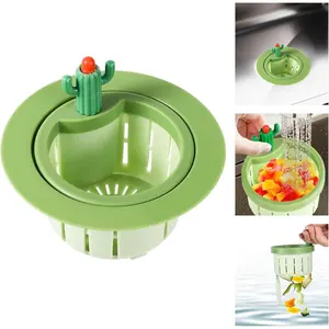 Cactus Kitchen Sink Drain Strainer, Press Automatic Dumping Basket Cactus Sink Drainer Self-Cleaning Kitchen Sink Strainer Basket Plastic  Collector Filter for Home Kitchen Use