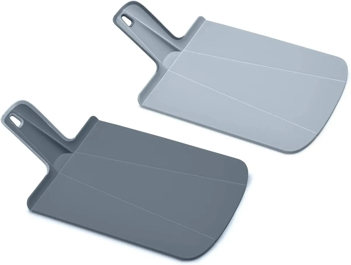 Joseph Joseph Chop2Pot plus Foldable Plastic Cutting Boards, Easy Grip Handle, Non Slip Feet, Blue