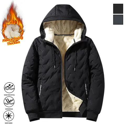 Men's Winter Warm Jacket with Fleece Lining Regular Fit Polyester Fiber Material Easy to Machine Wash Casual Style Medium Coat for Cold Weather