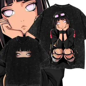 Hinata NARUTO Vintage Unisex Oversize Anime Manga Washed Cotton T-shirt, Graphic Tee, Anime Lover, Anime Merch Fan, Outfits Men, Boys Merch Graphic Tee Grunge Graphic Album T-Shirt Subtle Anime Clothing Menswear Top Breathable Casual Classic Skeleton