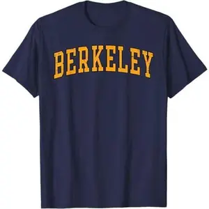 Berkeley Arched Varsity Text Yellow - Womens Mens Berkeley T-Shirt
