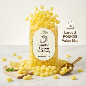 ASOZI Sanded Lemon Drops Hard Candy 2lb - Zesty Lemon Explosion - Gourmet Hand-Sanded Delight - Perfect for Parties & Snacking - Old-Fashioned Charm for All Ages - Sugar