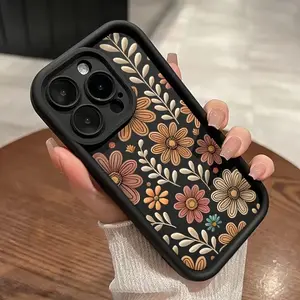 Vintage Flower Pattern Phone Case, Anti-drop Cellphone Protective Case, Total Protective Shockproof Floral Mobile Phone Cover for iPhone 11 12 13 14 15 Pro Max, Casing, Wide Compatibility