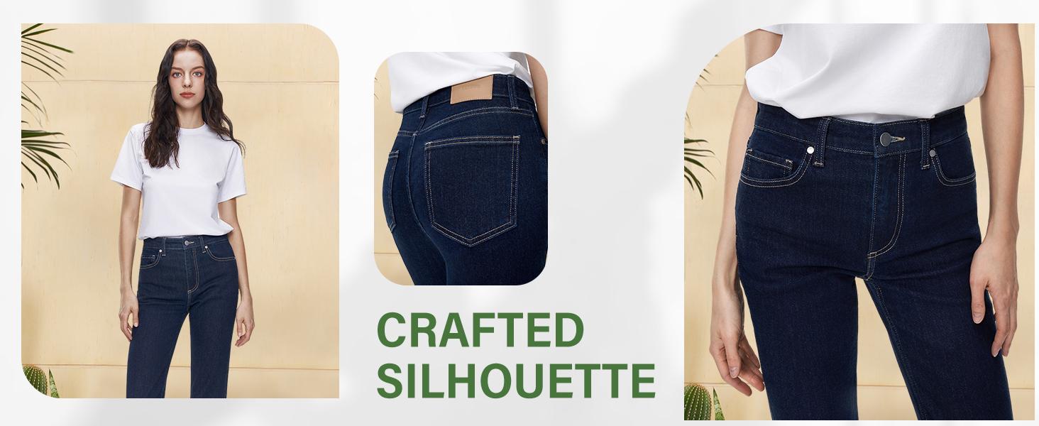 Women's Minimalist High Waist Denim Stretch Straight Leg Jeans, Trendy Multi-Pocket Denim Trousers for Women, Classic Women's Pants, Street Womenswear, Cute Jeans