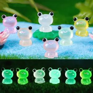 (20 Pcs, Random Colors) Glow-in-the-Dark Cute Frog Mini Figurines - Crystal Resin Tiny Animal Decor Garden Accessories for Fairy Garden Terrarium