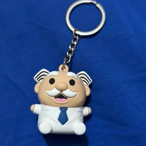 Dr Simi Pastillero Keychain - Character Design with Mustache and Tie on Blue Background