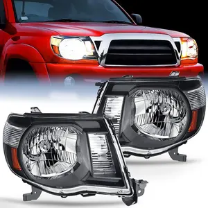 Nilight Headlight Assembly for 2005 2006 2007 2008 2009 2010 2011 Toyota Tacoma Replacement Headlamp Black Housing Amber Reflector