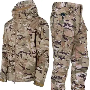 New Men’s Winter Jacket — Tactical Set with Fleece Lining, Windproof, Waterproof, Padded, Uniform Style with Pockets, Camouflage Athletic Techwear