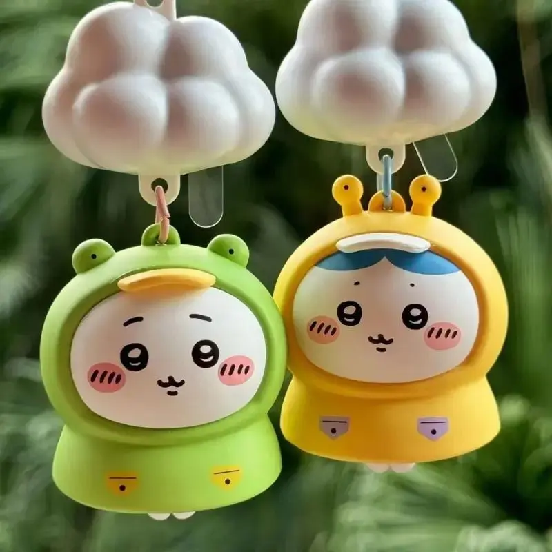 Chiikawa Raincoat Series Light Up Keychain Cute Usagi Hachiware Cartoon Bag Accessories Car Ornament Gift