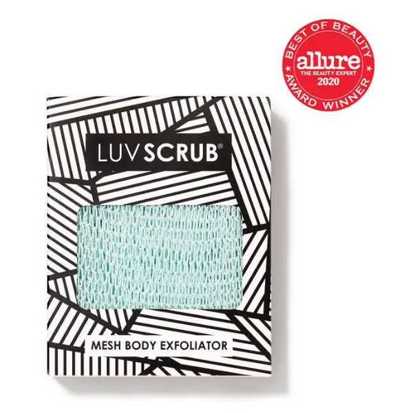 LUV SCRUB SUMMER SHOWER Authentic African Exfoliating Mesh Sponge,Ghana Loofah Washcloth Scrubber for Smooth Skin, Body Exfoliator Korean Scrub for Bathroom, Estheticians, Waxing salons, Spa, Gym, Gift for Girlfriend, Allure Best of Beauty Award Winner