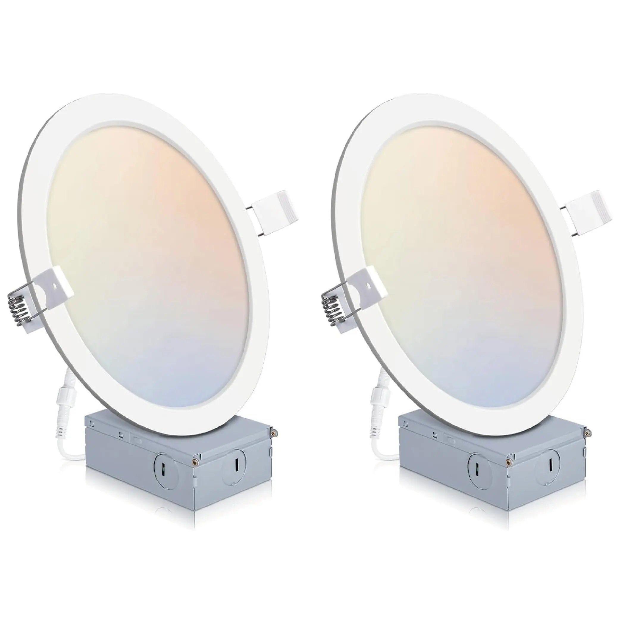 POWERASIA 6In Dimmable Recessed LED Downlight - Adjustable RGB Lighting, Canless Flush Mount Panel Pin Light, 12W 1200LM High Brightness, Easy Installation, ETL Certified for Art Display, Wireless 120V Indoor Lighting, Dimmable Ceiling Lights