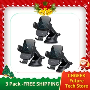 3-Pack Wireless Car Charger, CHGeek 15W Auto-Clamping Car Mount for Cellphone Charging, Mobile Phone Holder, Smartphone Mount, Tablet Mount, Adjustable Car Charger, Electronic Phone Stand, Perfect Christmas Gift.