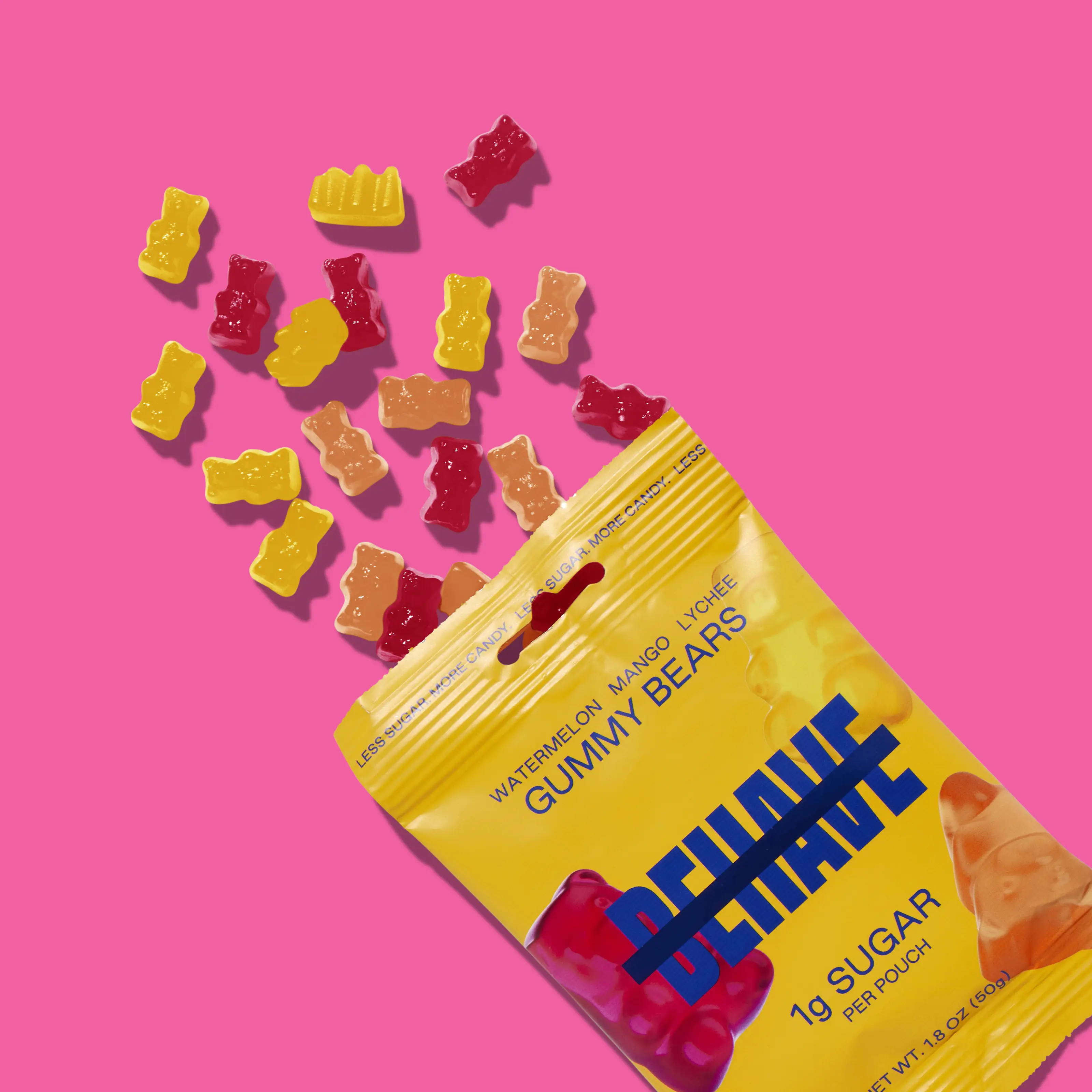BEHAVE Low-Sugar Gummy Candy Bears (6-Pack) - Watermelon, Mango, and Lychee Flavors - Low Net Carb, Low Calorie, High Fiber - Keto & Diabetic Friendly
