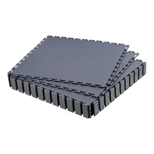 Garage Floor Tiles Interlocking, 16-Pack, 20.2 x 20.2 x 0.2 In Each, Modular Diamond-Plate PVC Mats With Slip-Resistant, Waterproof, Durable Interlocking Flooring For Workshop, Garage, Tool Room, Warehouse