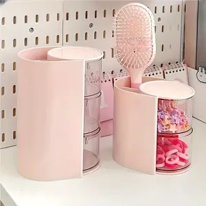 [Hair Storage Box] 1pc Multi-Layer Transparent Hair Accessory Storage Box, Cosmetics Organizer Storage - Dust-Proof Plastic with Multiple Compartments for Makeup, Brushes, Beauty Tools - Perfect for Christmas, Birthday Gifts, Makeup Vanity