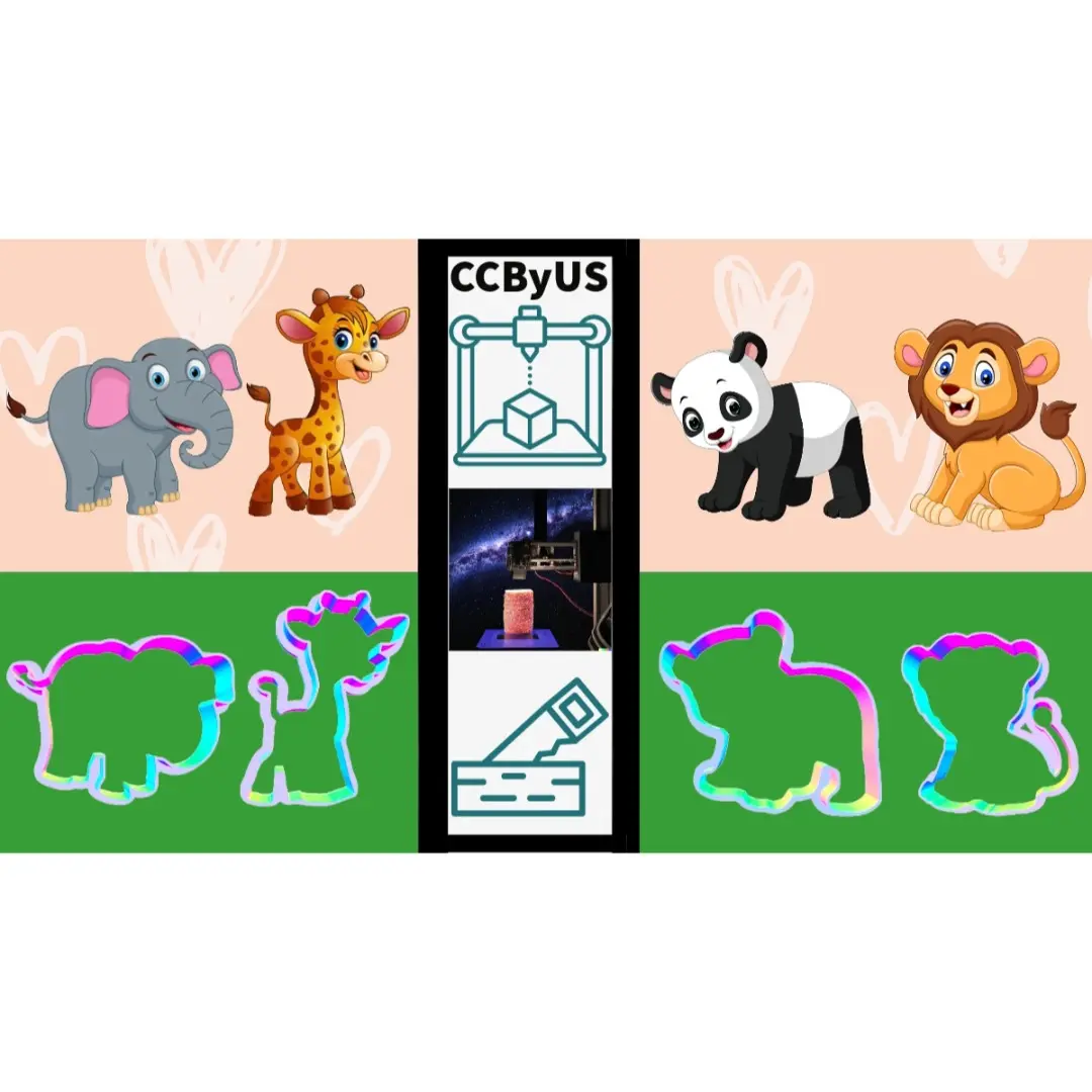 Cute Zoo Animals Cookie Cutter Set (Elephant, Giraffe, Panda, Lion)