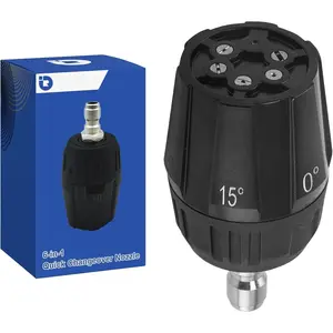 Adjustable  Washer Nozzle 6-in-1, Stainless Steel, Quick-change Over Replacement Nozzle Tip for Power Washer, 4500 PSI, 1/4" Quick Connect