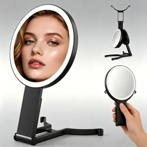 Lighted Travel Makeup Mirror ，Double Sided 20X /1X Magnifying Mirror with Light, Adjustable Brightness, 3 Light Modes, Rechargeable Portable Mirror for Handheld or Tabletop Use，Mother’s Day, holidays