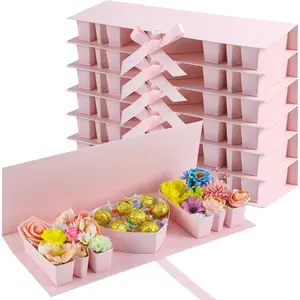 6 Pcs Letter Shaped Fillable Cardboard Mom Flower Gift Box Empty Floral Arrangement Box for Mother's Day for Flowers Chocolate Strawberries Treats and DIY Mother Gifts Pink Mom