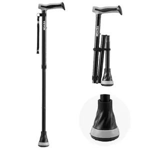VEVOR Quad Walking Cane, 10 - Level Height Adjustable Walking Stick with 4 - Pronged Stable Base, Lightweight Portable Aluminum Mobility Walking Aid for Seniors Adults Man Woman, 250LBS Loading Capacity