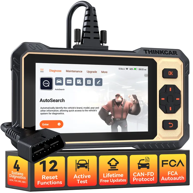 【toolupgrade 】THINKCAR 662 OBD2 Scanner,Car Diagnostic Tool with Bidirectional Active Test,Car Scanner Engine ABS SRS Transmission,Scanner for Car with 12 Reset,CAN FD & FCA SGW,Lifetime Free Update