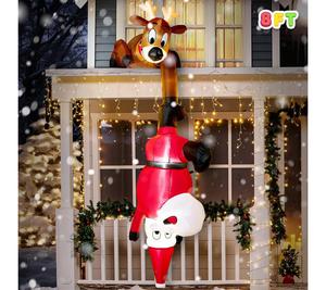 Syncfun 8ft Christmas Hanging Inflatable Reindeer and Santa